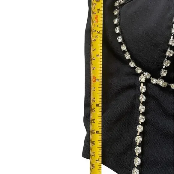 Julia by Love I Rhinestone Bustier Top M | Corset Crop, Padded, Party, Glam Y2K - Picture 7 of 8